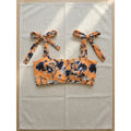 Top Bikini Floral Naranja con Lazos en Hombros | Orange Floral Bow-Tie Shoulder Bikini Top