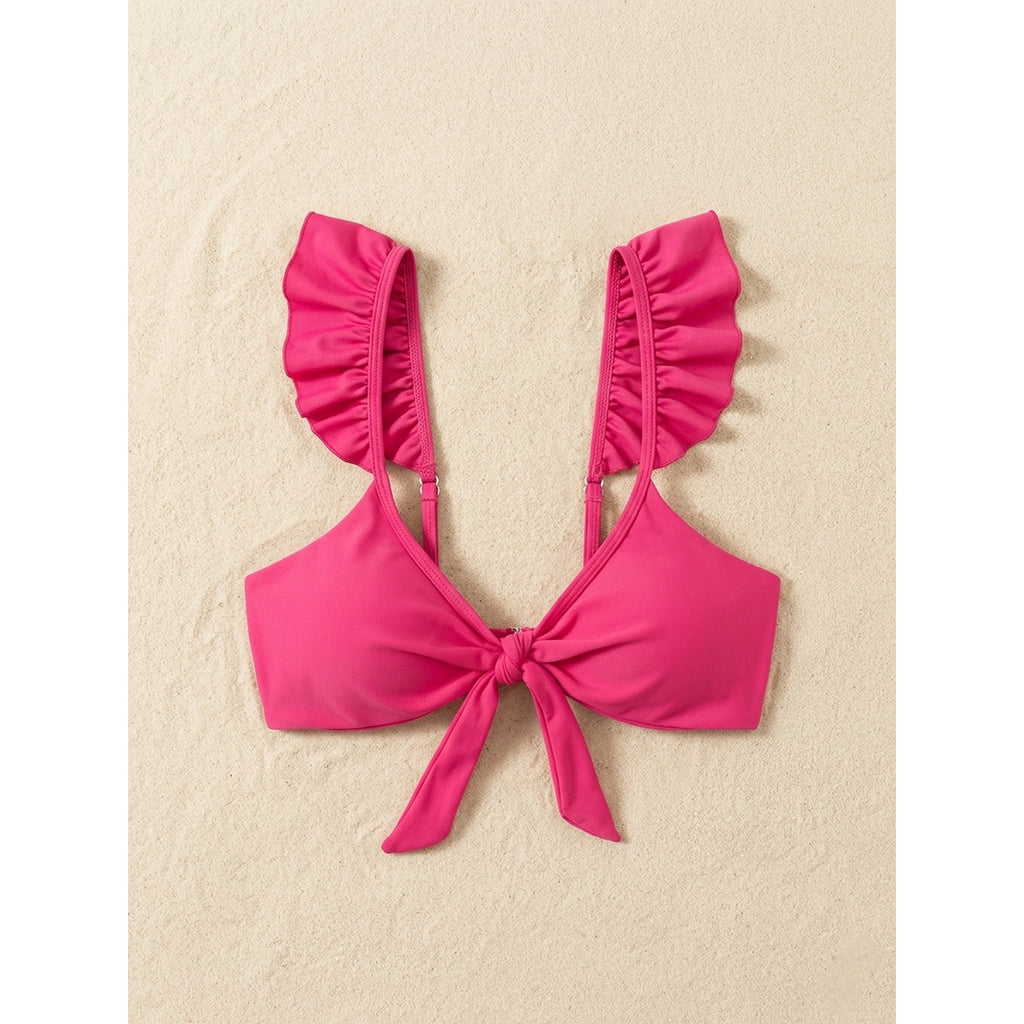 Top Bikini Volantes Fucsia con Soporte | Hot Pink Ruffle Strap Supportive Bikini Top