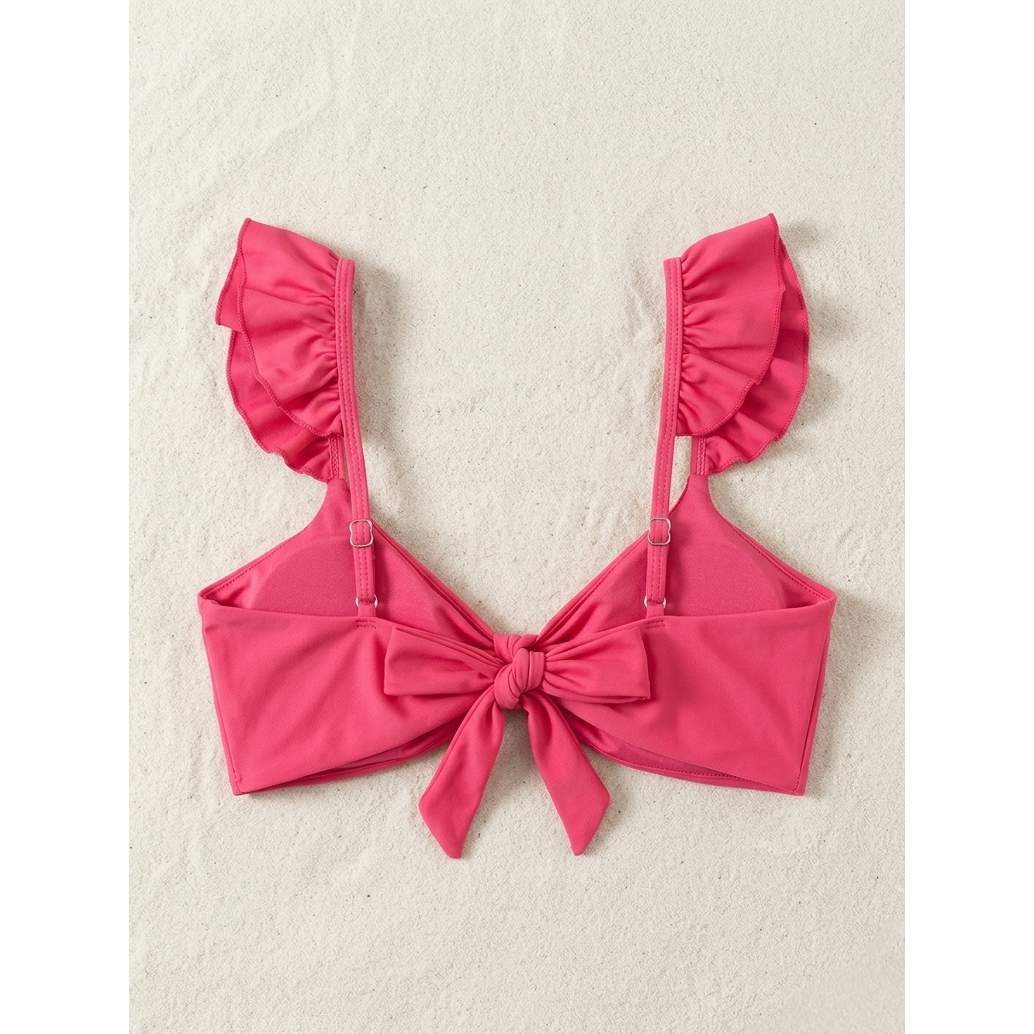 Top Bikini Volantes Fucsia con Soporte | Hot Pink Ruffle Strap Supportive Bikini Top