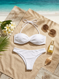 Set Bikini 2 Piezas Bandeau Twist Strapless | Strapless Twist Bandeau Bikini Set